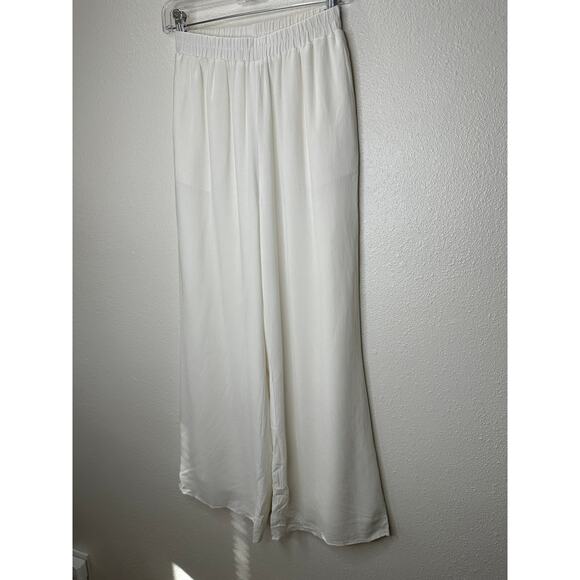 Acoa Off White Elastic Waist Pocketed Lined Flowy Pant XS - Picture 3 of 16